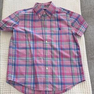 NWOT Ralph Lauren Pink and Blue Boys Plaid Button-Down Shirt